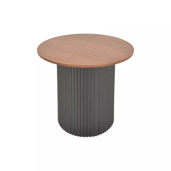 Βοηθητικό τραπέζι Dovel pakoworld mdf σε καρυδί-μαύρη απόχρωση Φ50x45εκ