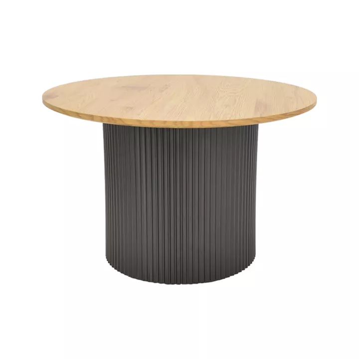 Τραπέζι σαλονιού Dovel pakoworld mdf σε sonoma-μαυρη απόχρωση Φ70x40εκ