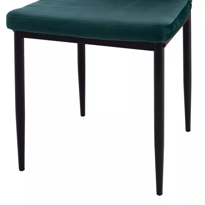 DINING SET 5PCS RAVEN HM21265.02 CERAMIC TOP BLACK MARBLE--VELVET IN CYPRESS GREEN