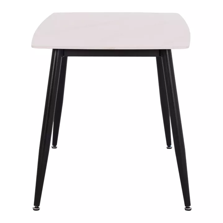 DINING SET 5PCS RAVEN HM21266.01 CERAMIC TOP WHITE MARBLE--PU IN CREAM WHITE