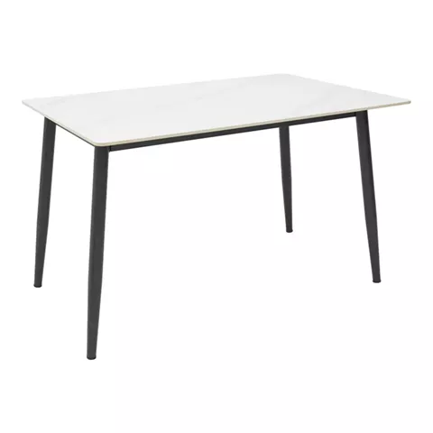 Gustas I table pakoworld white marble sintered stone-black metal 120x80x76cm