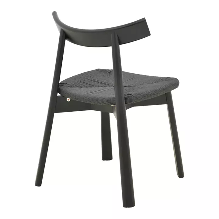 Καρέκλα Clareta pakoworld rubberwood-σχοινί σε μαύρη απόχρωση 53x55x79εκ