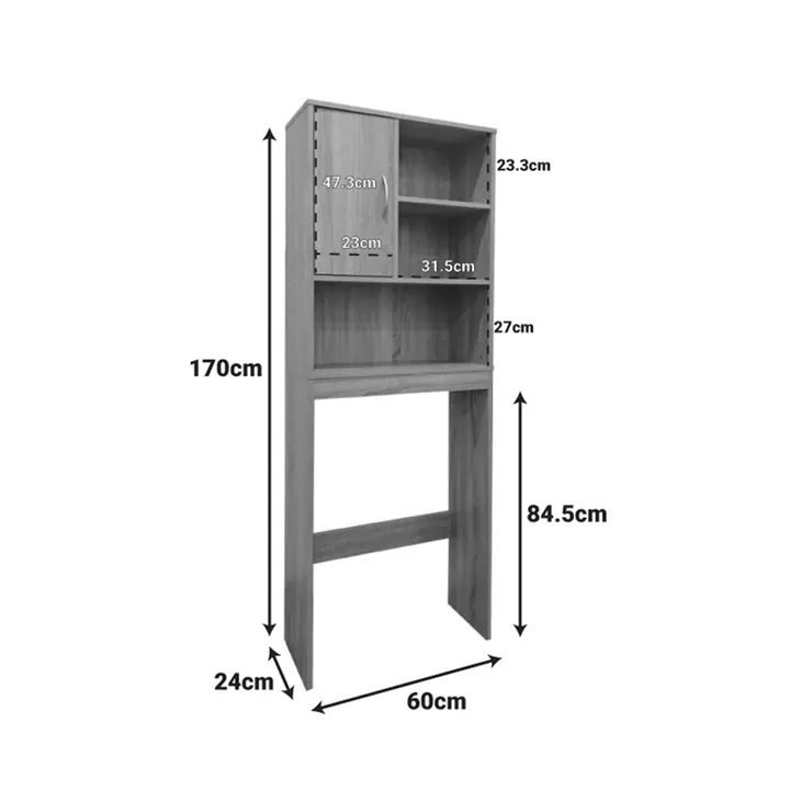 Tazien pakoworld laundry cabinet in anthracite shade 60x24x168.5cm