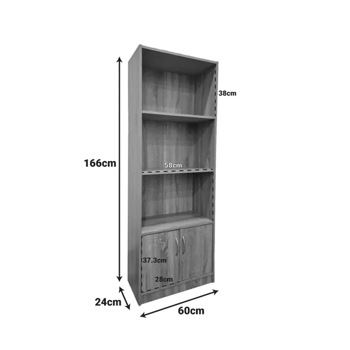 Tekaro pakoworld bookcase in sonoma shade 60x29x166cm