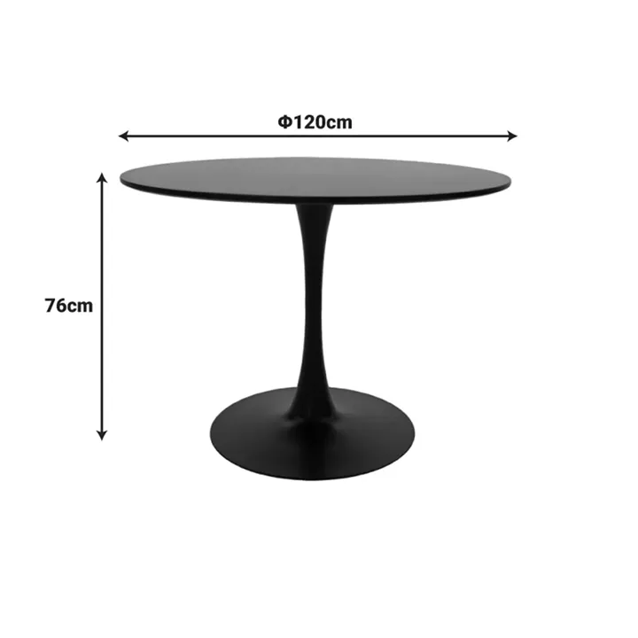 Tραπέζι Balou pakoworld mdf σε μαύρη απόχρωση Φ120x76εκ