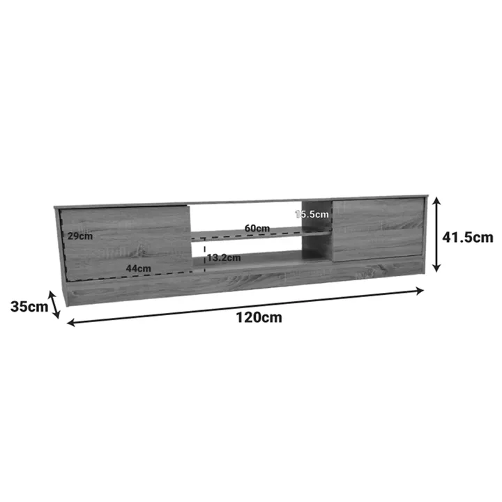 Sasa I pakoworld TV cabinet in oak-anthracite shade 150x35x41.5cm