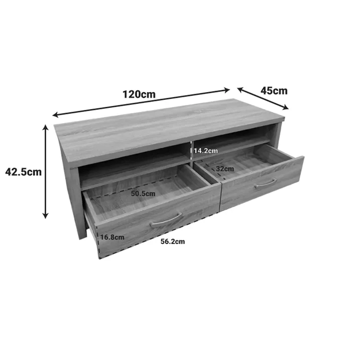 Podizor pakoworld TV cabinet in oak-anthracite shade 120x45x42.5cm