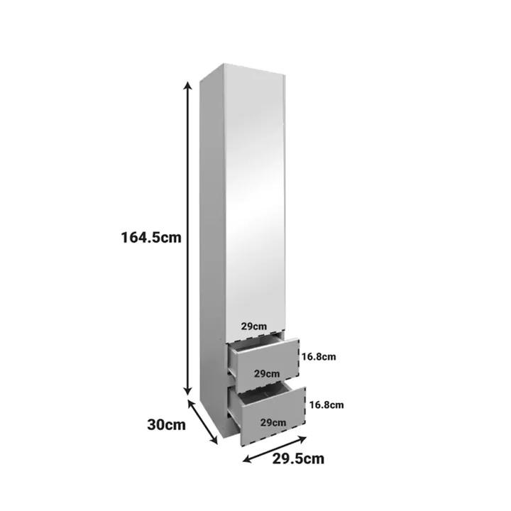 Lostro pakoworld column cabinet with mirror in white 29.5x30x164.5cm