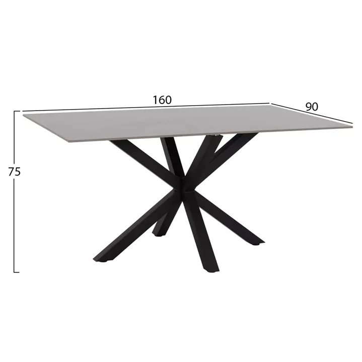 DINING TABLE SYNTEC HM9308.03 SINTERED STONE TOP GREY METAL LEGS 160x90x75Hcm.