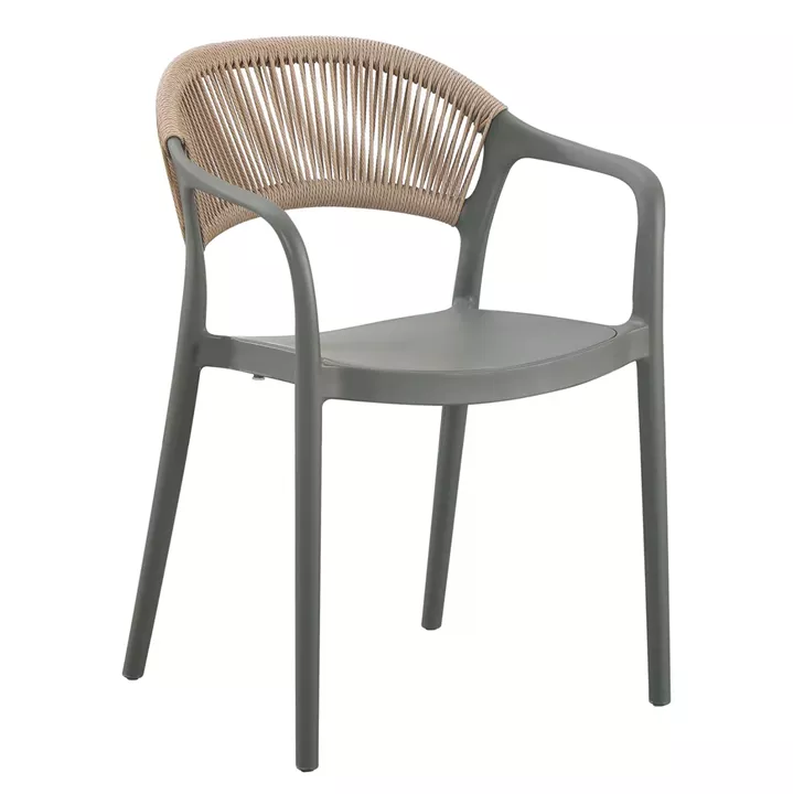 ARMCHAIR POLYPROPYLENE EVA HM6155.05 OLIVE GREEN-- BEIGE PP ROPE 56.5x53x80Hcm.