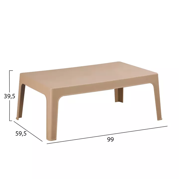RECTANGULAR COFFEE TABLE SLEEK HM6367.03 POLYPROPYLENE IN CAPPUCCINO 99x59.5x39.5Hcm.