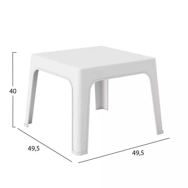 SQUARE COFFEE TABLE SLEEK HM6371.01 POLYPROPYLENE IN WHITE 49.5x49.5x40Hcm.