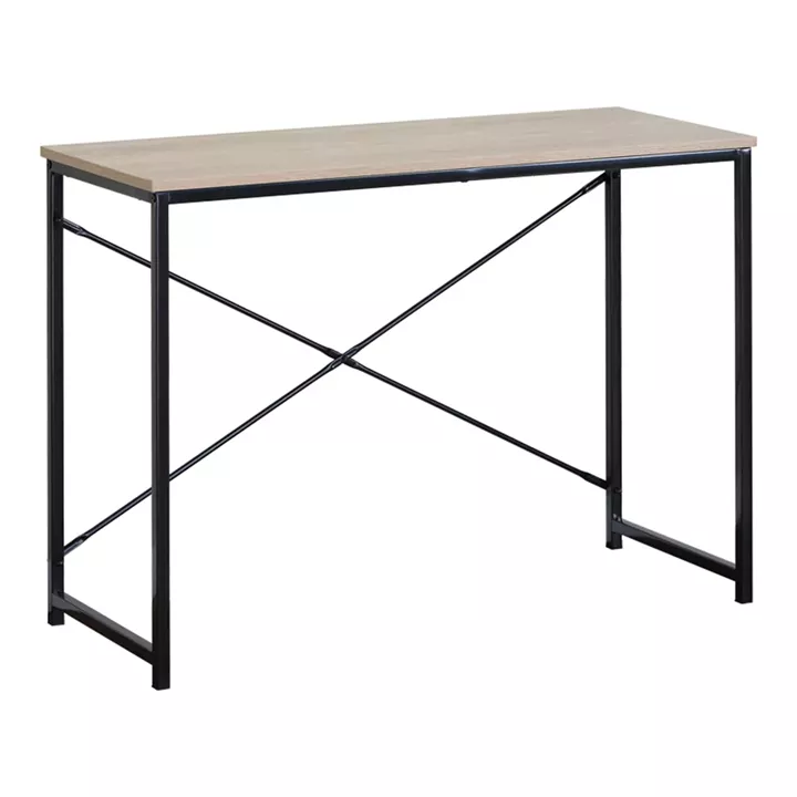 Working desk Bailon pakoworld in oak color with black metal 100x40x70cm