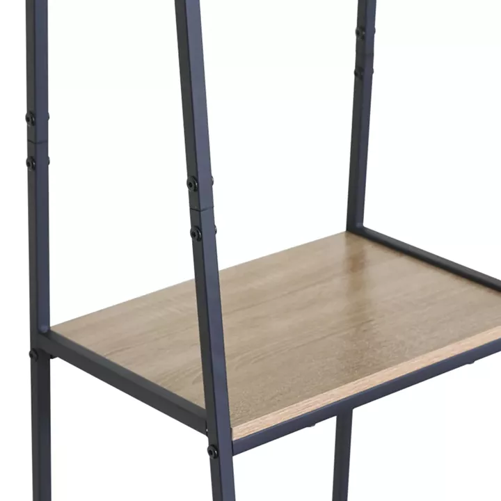 Entrance unit-shelf Herevy pakoworld in oak color with black metal 101x35x160cm
