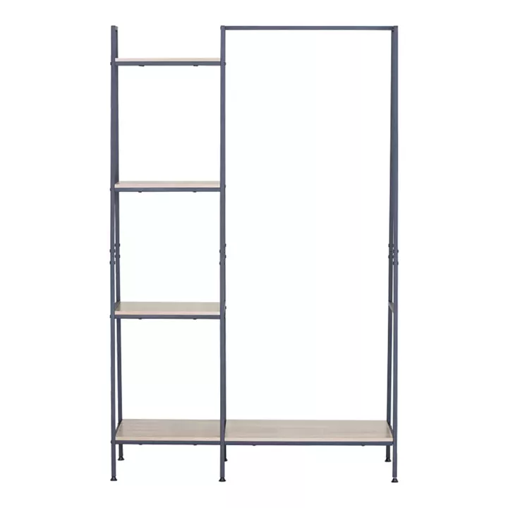 Entrance unit-shelf Herevy pakoworld in oak color with black metal 101x35x160cm