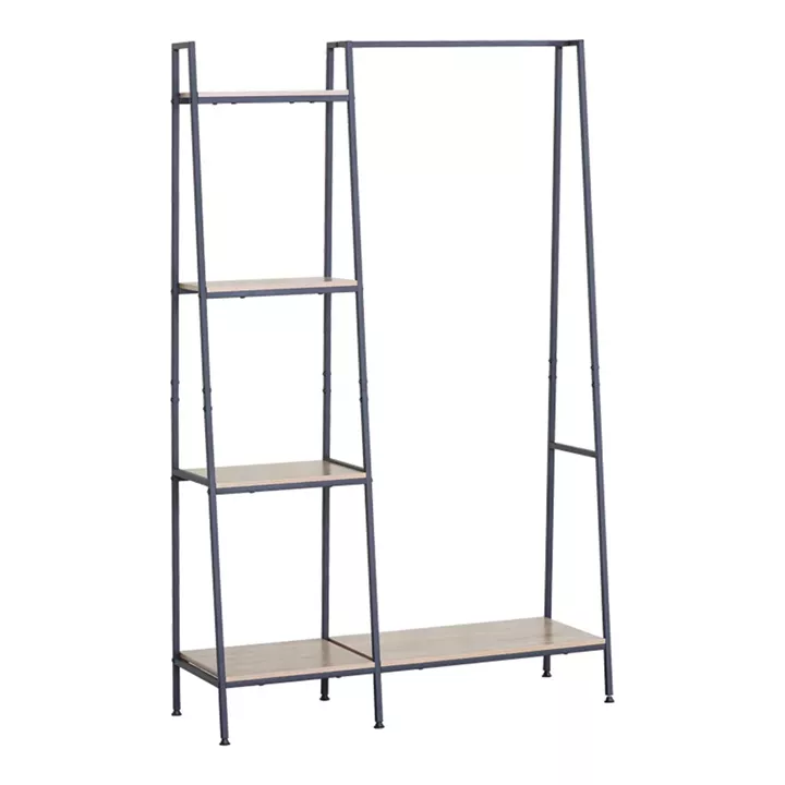 Entrance unit-shelf Herevy pakoworld in oak color with black metal 101x35x160cm