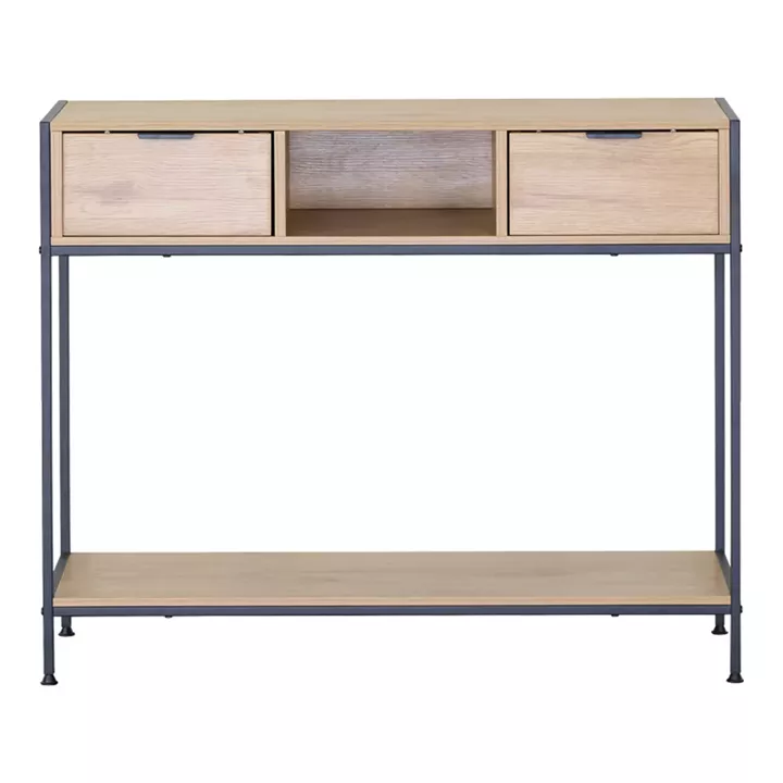 Console Regando pakoworld in oak color with black metal 100x35x80cm
