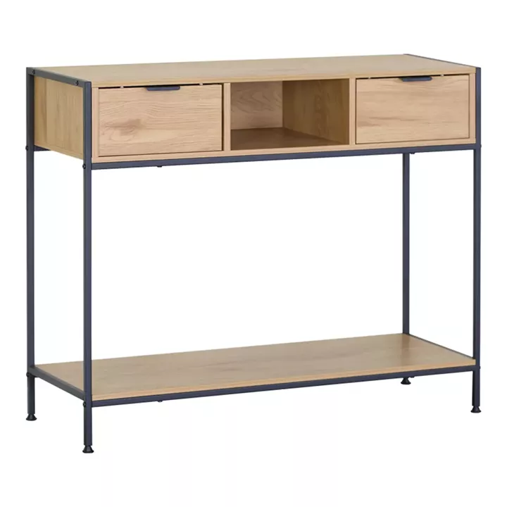 Console Regando pakoworld in oak color with black metal 100x35x80cm