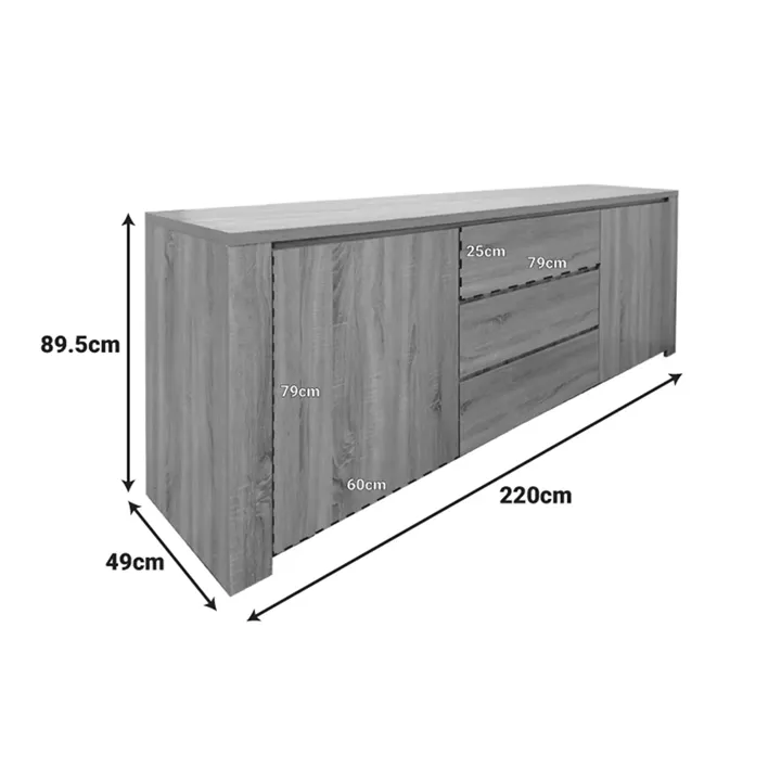 Kalya pakoworld buffet in sonoma shade 220x49x89.5cm