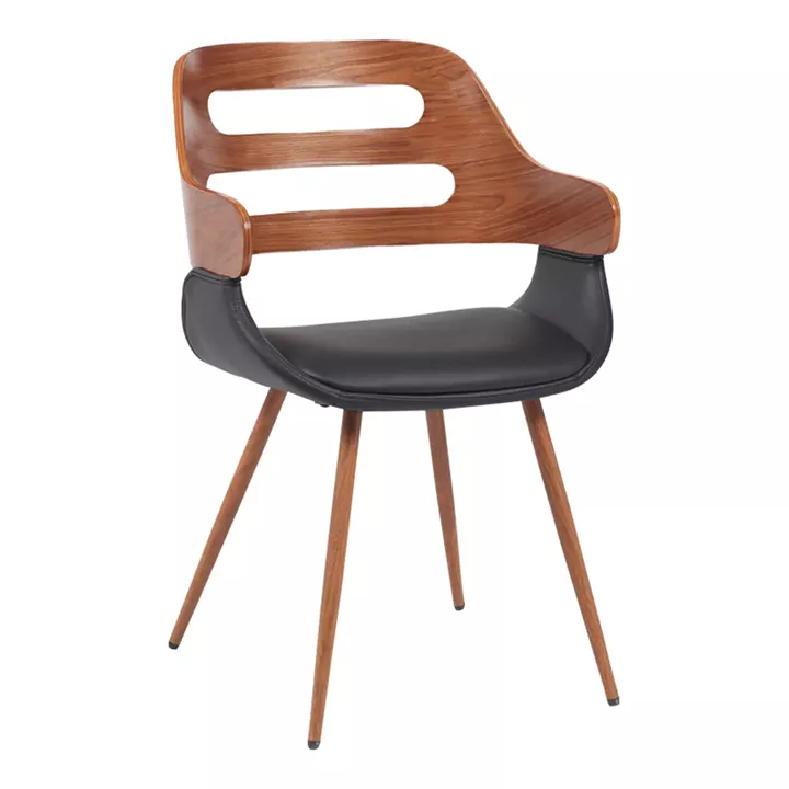 Armchair Fern pakoworld PU black-walnut wood 52x59x80cm