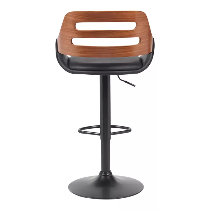 Fern pakoworld folding bar stool black pu- walnut wood - black metal 50x48.5x89-110.5cm