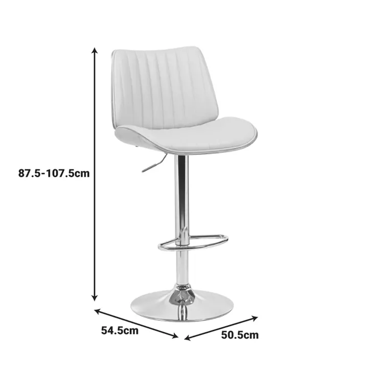 Bar stool Amani pakoworld beige pu-chromed base 50.5x54x87.5-107.5cm