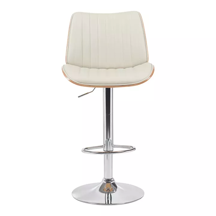 Bar stool Amani pakoworld beige pu-chromed base 50.5x54x87.5-107.5cm