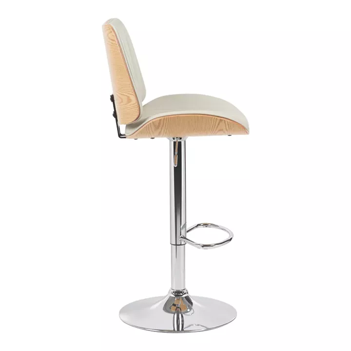 Bar stool Amani pakoworld beige pu-chromed base 50.5x54x87.5-107.5cm