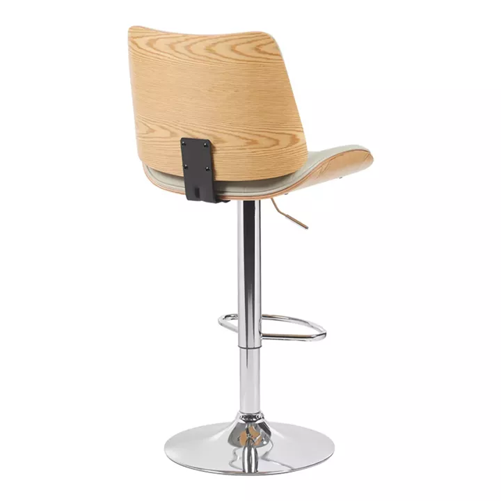 Bar stool Amani pakoworld beige pu-chromed base 50.5x54x87.5-107.5cm