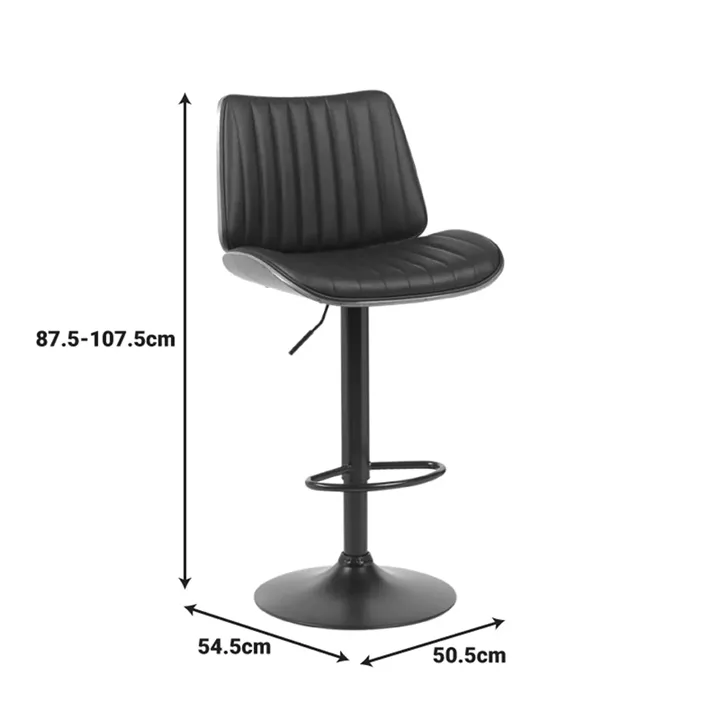 Bar stool Amani pakoworld black pu-black base 50.5x54x87.5-107.5cm
