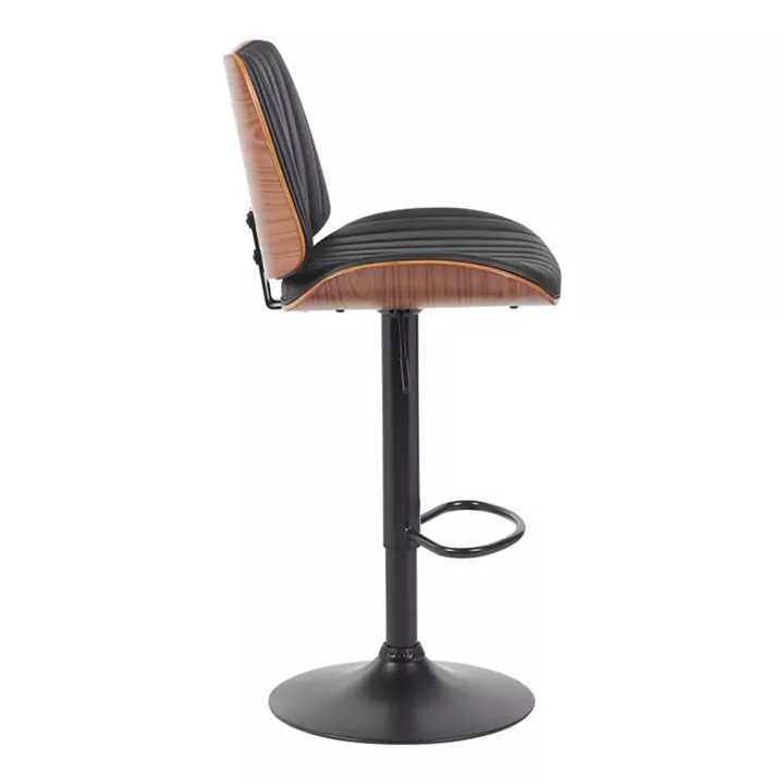 Bar stool Amani pakoworld black pu-black base 50.5x54x87.5-107.5cm
