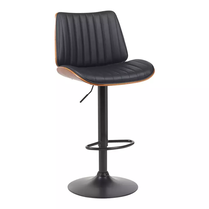 Bar stool Amani pakoworld black pu-black base 50.5x54x87.5-107.5cm