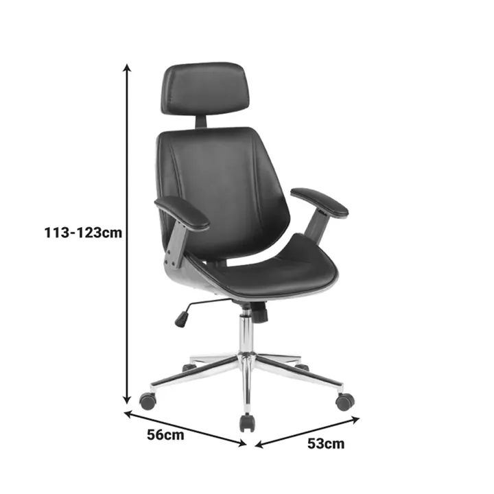 Fetseno pakoworld director's office chair beige pu-chrome base 53x56x113.5-123.5cm