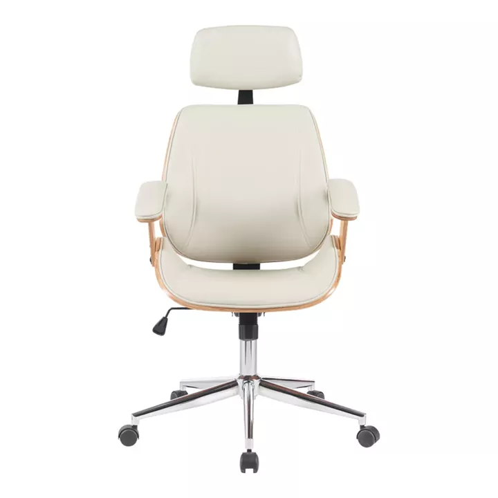 Fetseno pakoworld director's office chair beige pu-chrome base 53x56x113.5-123.5cm