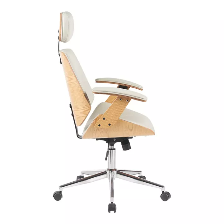 Fetseno pakoworld director's office chair beige pu-chrome base 53x56x113.5-123.5cm