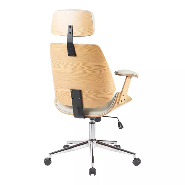 Fetseno pakoworld director's office chair beige pu-chrome base 53x56x113.5-123.5cm