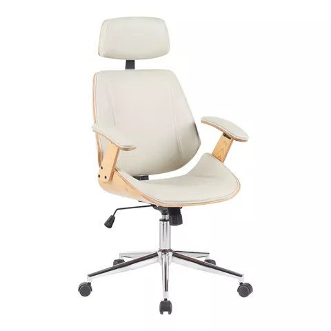 Fetseno pakoworld director's office chair beige pu-chrome base 53x56x113.5-123.5cm