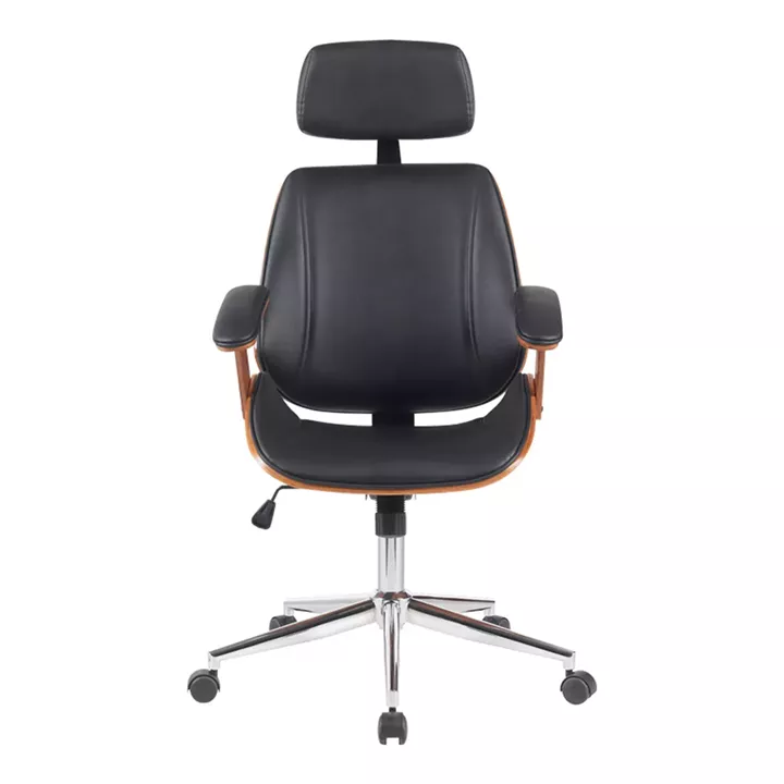 Fetseno pakoworld director's office chair black pu-chrome base 53x56x113.5-123.5cm
