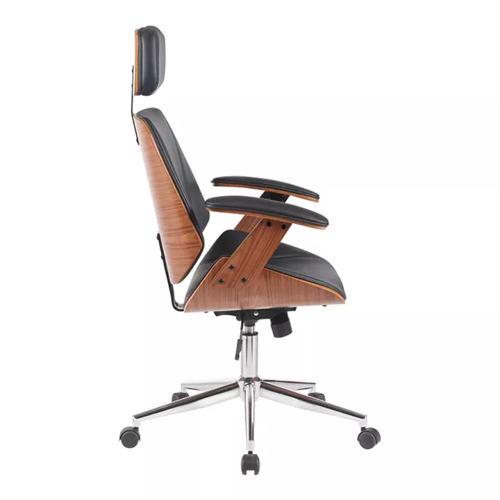 Fetseno pakoworld director's office chair black pu-chrome base 53x56x113.5-123.5cm