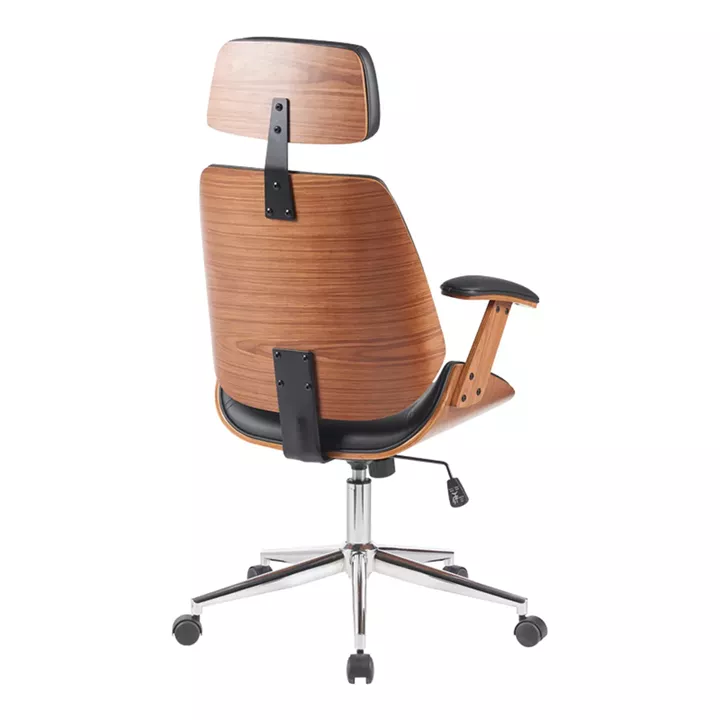 Fetseno pakoworld director's office chair black pu-chrome base 53x56x113.5-123.5cm