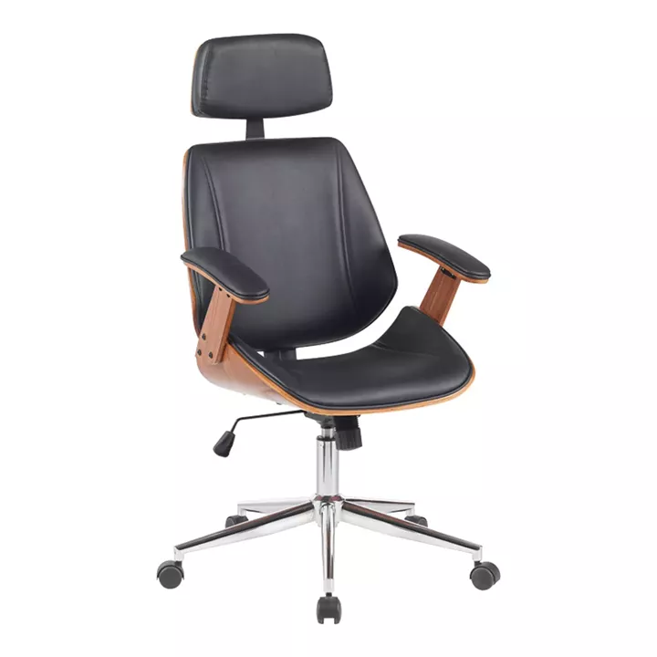 Fetseno pakoworld director's office chair black pu-chrome base 53x56x113.5-123.5cm