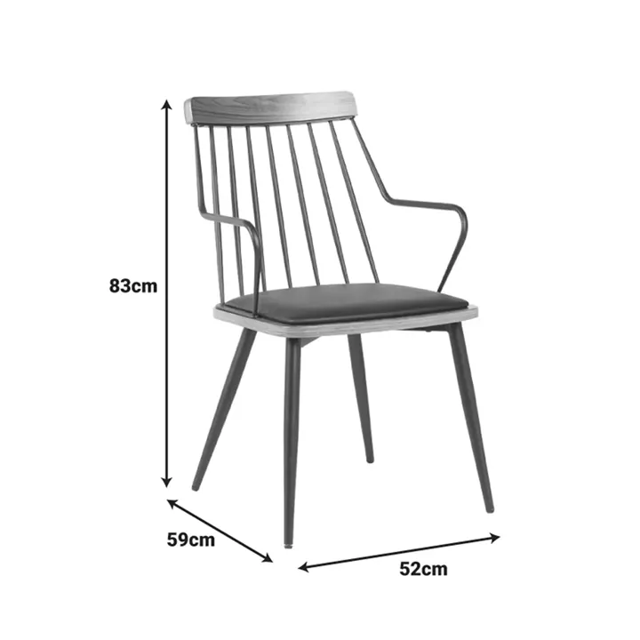Armchair Posse pakoworld metal black-walnut wood-black pu 52x59x83cm