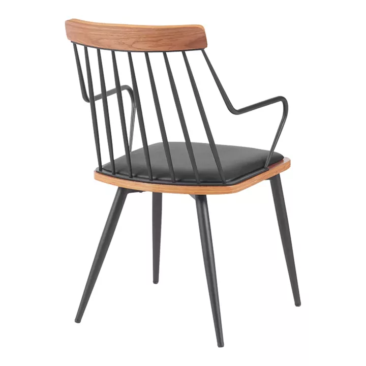 Armchair Posse pakoworld metal black-walnut wood-black pu 52x59x83cm