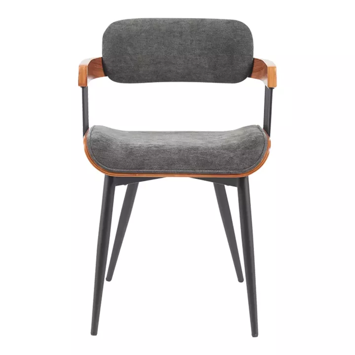 Armchair Cameo pakoworld metal black-walnut wood-dark grey fabric 53x49.5x75.5cm