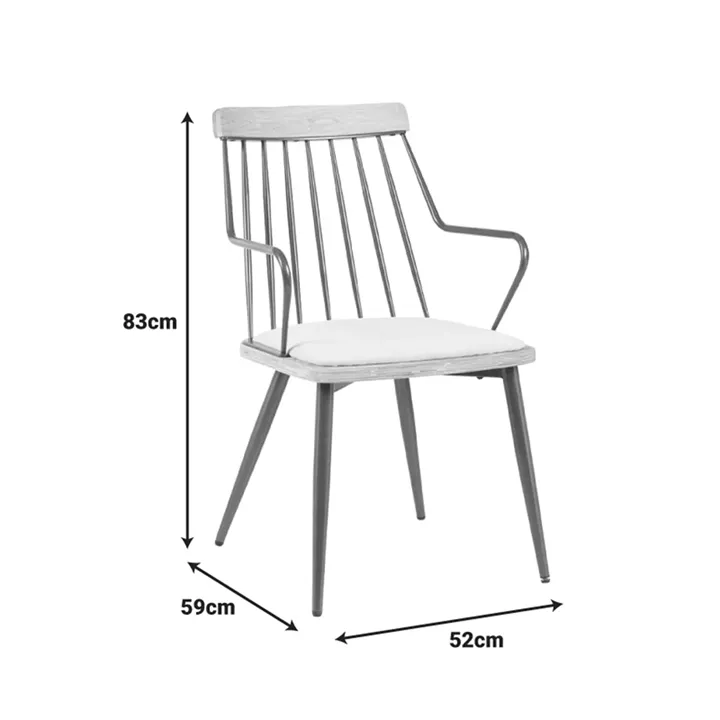 Armchair Posse pakoworld bronze metal-white wash wood-beige fabric 52x59x83cm