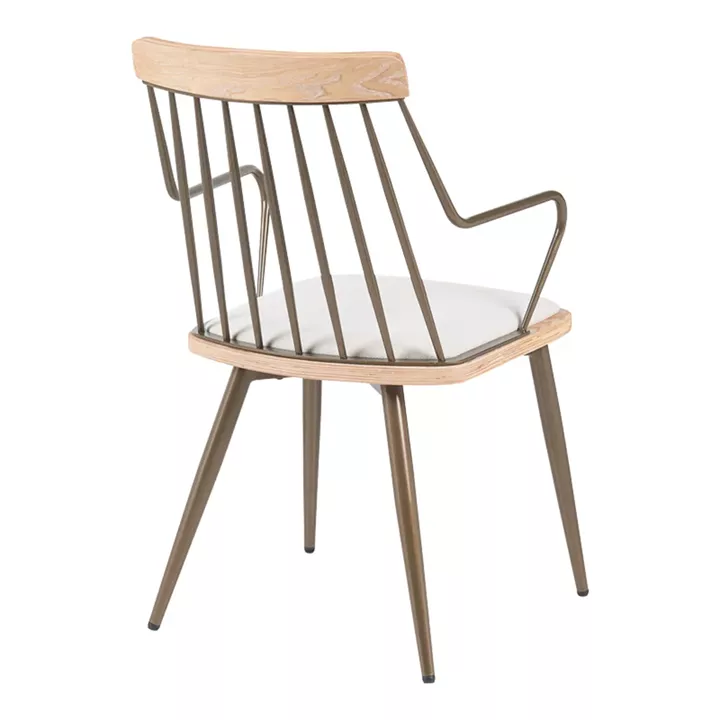 Armchair Posse pakoworld bronze metal-white wash wood-beige fabric 52x59x83cm