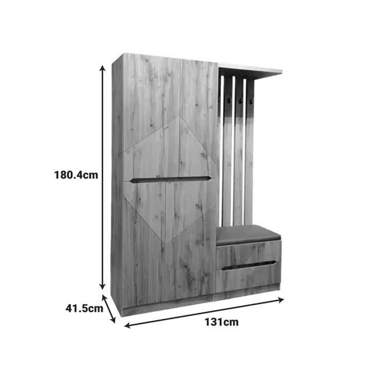 Zomie pakoworld entrance furniture in oak shade 131x41.5x180.4cm