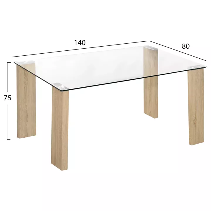 DINING SET 5PCS LADY HM11595 GLASS--METAL--MDF IN SONAMA & BROWN FABRIC