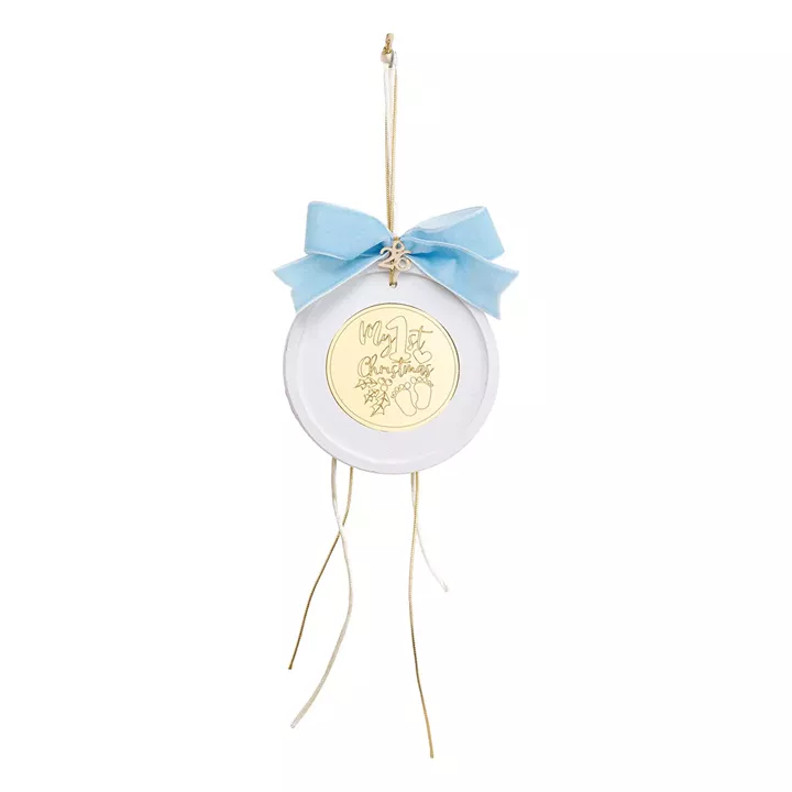 Beauty Home ΚΡΕΜΑΣΤΟ ΣΤΡΟΓΓΥΛΟ ΚΕΡΑΜΙΚΟ ME PLEXI MY 1st CHRISTMAS ΓΑΛΑΖΙΟ