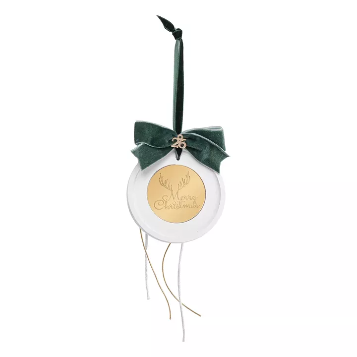 Beauty Home ΚΡΕΜΑΣΤΟ ΣΤΡΟΓΓΥΛΟ ΚΕΡΑΜΙΚΟ ME PLEXI MERRY CHRISTMAS ΠΡΑΣΙΝΟ